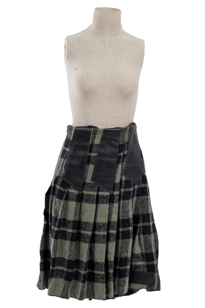 Green Plaid Long Skirt