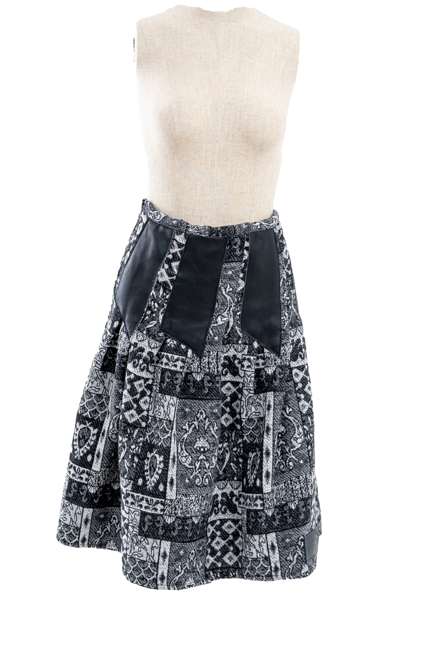 Black Jacquard Long pleated patterned Skirt