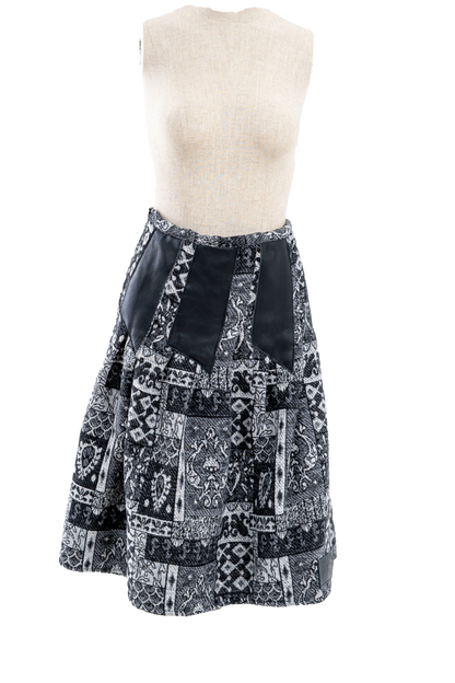 Black Jacquard Long pleated patterned Skirt