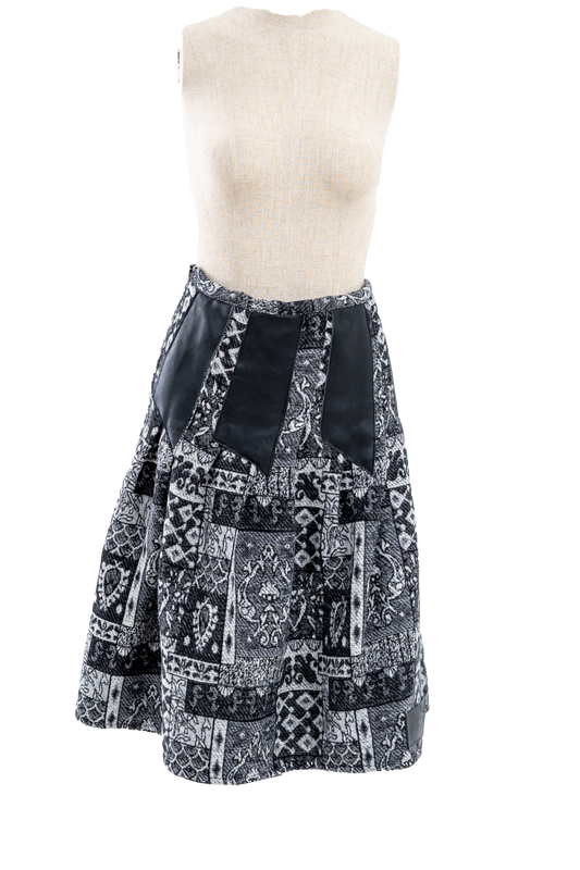 Black Jacquard Long pleated patterned Skirt