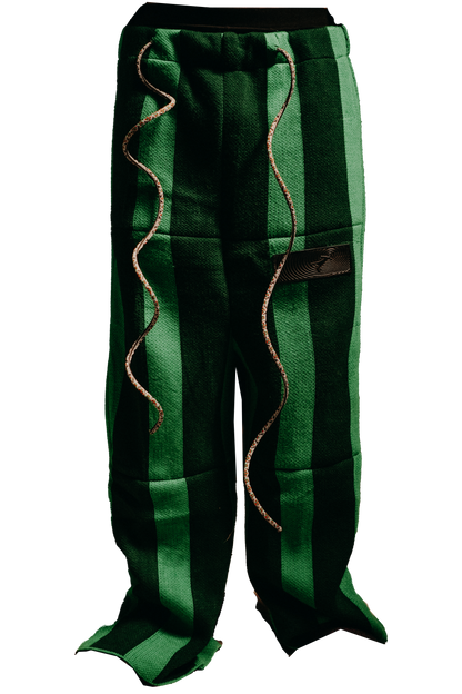 Green Knitted Striped Pants