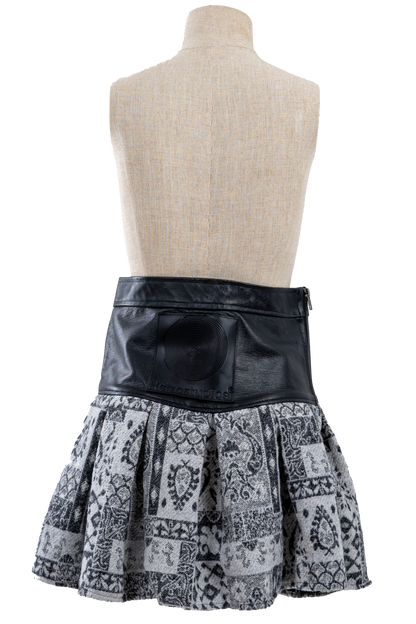 Genuine Leather Gray Patterned Skirt