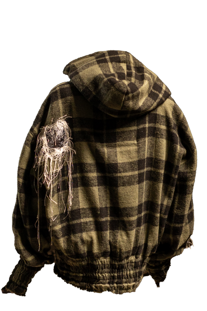 Green plaid bands zip-up hoodie