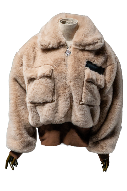 Beige Fur Half-zip