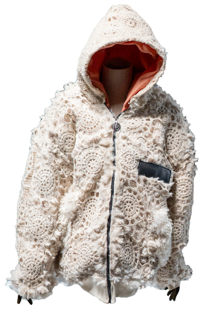 Hand knit Fur Zip-up