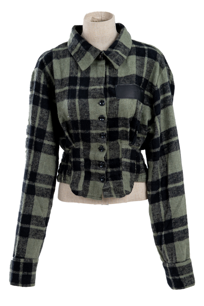 Cropped Green Plaid shirt