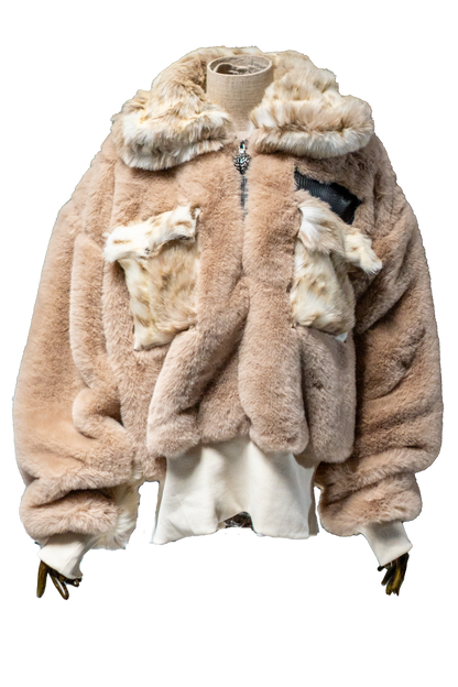 Beige/wolf Fur Half-zip