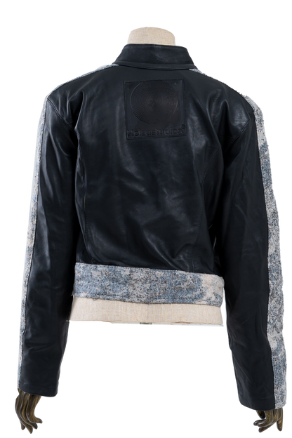 Genuine Leather Jacquard Racer Jacket