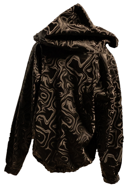 Patterned leather zip-up hoodie
