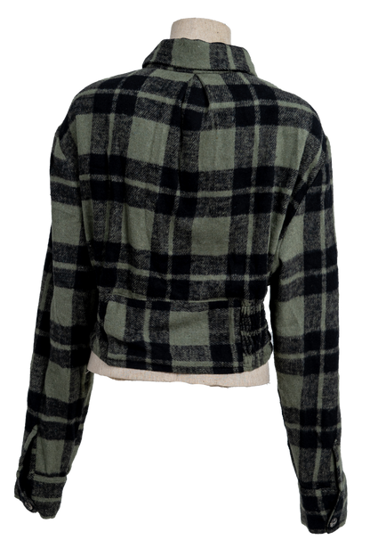 Cropped Green Plaid shirt