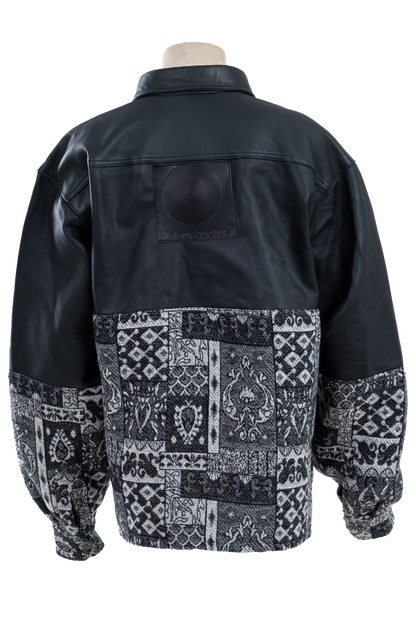 Genuine leather black Patterned shirt