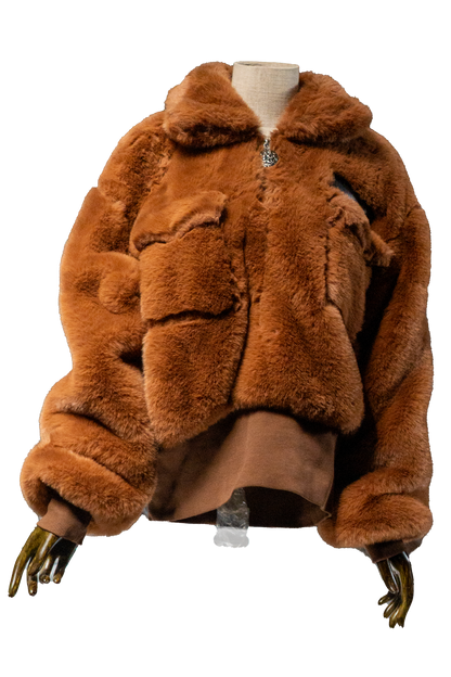 Brown Fur Half-zip