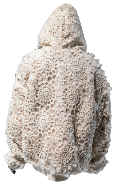 Hand knit Fur Zip-up