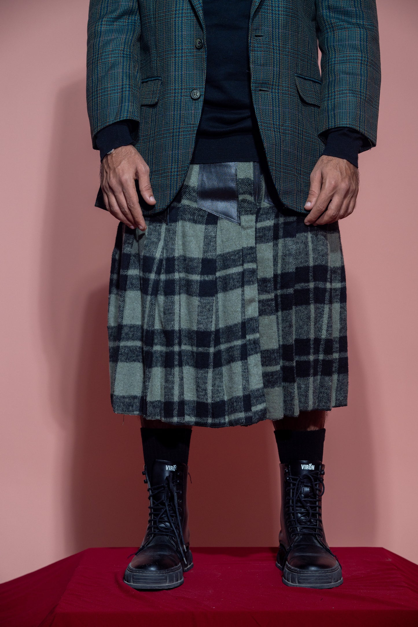 Green Plaid Long Skirt