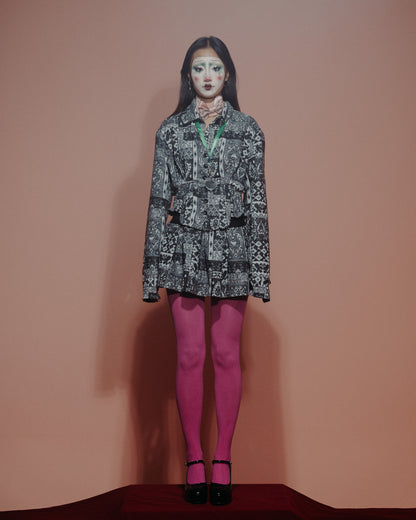 Black patterned cropped shirt