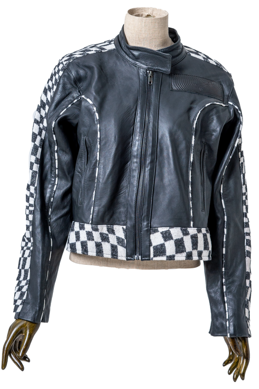 Genuine Leather Checkered Racer Jacket